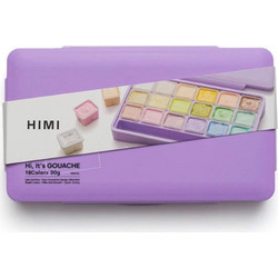 Σετ 18 Χρωμάτων Gouache Pastel & Παλέτα Ανάμιξης - Purple Case Himi