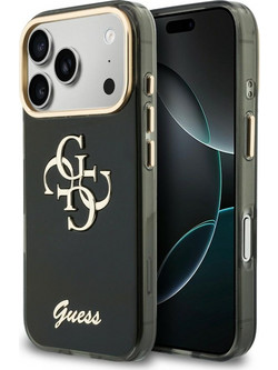 Guess IML 4G Script Metal Back Cover Black (iPhone 18 Pro Max / 17 Pro Max)