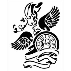 Stamperia Στένσιλ Pendulum Clock with Wings 0.5mm 20x25cm