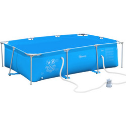 Outsunny 848-016V90 Πισίνα Πλαστική με Μεταλλικό Σκελετό & Αντλία Φίλτρου 252x152x65cm