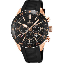 Festina Ανδρικό Ρολόι Χρονογράφος με Μαύρο Καουτσούκ Λουράκι F20516/2
