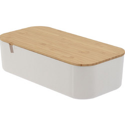 Κουτί Αποθήκευσης PS/Bamboo με Καθρέπτη 26x13x7cm White/Natural MRShome