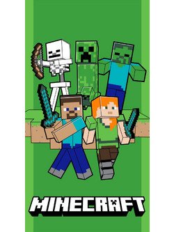 Minecraft Green Attack Πετσέτα Μπάνιου & Θαλάσσης Γρήγορου Στεγνώματος 100% Πολυεστέρας 70x140 εκ