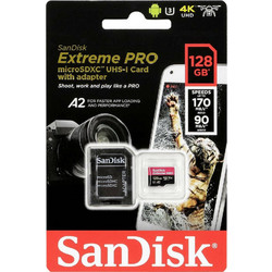 SanDisk Extreme PRO microSDXC 128GB SD Adapter (SDSQXCD-128G-GN6MA) (SANSDSQXCD-128G-GN6MA)