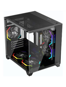 1stPlayer BV5 Black Gaming Mini Tower Κουτί Υπολογιστή με Πλαϊνό Παράθυρο