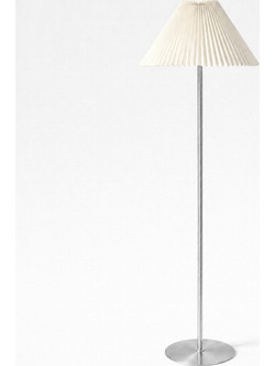 VenCore Velune Silver 6091-20013 - Μοντέρνο Επιδαπέδιο Φωτιστικό Μονόφωτο Ασημί Αλουμίνιο και Μπέζ Καπέλο με Βάση-Ντουί 1xE27 - Φ35 x Υ150cm