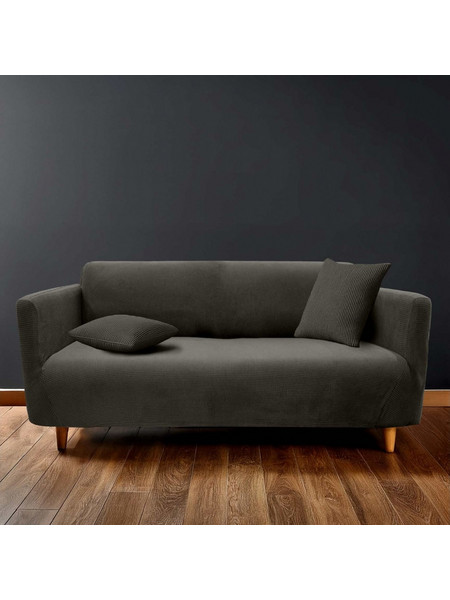 Ελαστικό Κάλυμμα Καναπε Gaufre Sacha Douceur d'interieur με μήκος 180-230cm - Anthracite 1612930