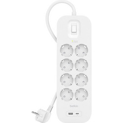 Πολύπριζο Belkin Surge 8-fold + USB-A+C,900J,18W,2m SRB003vf2MV2