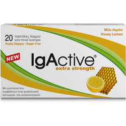 IgActive Καραμέλες για Ερεθισμένο Λαιμό & Πονόλαιμο Μέλι & Λεμόνι 20τμχ