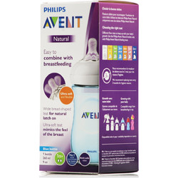 Philips Avent Natural SCF694/17 Πλαστικό Μπιμπερό με Θηλή Σιλικόνης κατά των Κολικών 1m+ Blue 260ml
