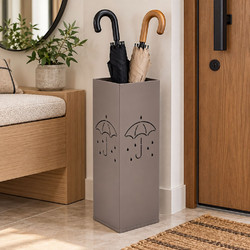 Ankor Μεταλλική Ομπρελοθήκη Taupe Ματ 15,5x15,5x48,5cm με Διάτρητο Σχέδιο Ομπρέλας