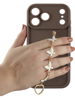 Volte-Tel Silicone TPU με Strap Θήκη Brown with White Butterflies (iPhone 18 Pro Max)