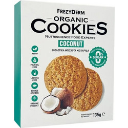 FREZYDERM Organic Cookies Coconut 0% Sugar Βιολογικά Μπισκότα με Καρύδα Χωρίς Ζάχαρη 135gr