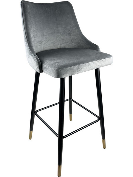 Σκαμπό Bar ArteLibre MANHATTAN Γκρι/Μαύρο Βελούδο/Μέταλλο 51x57x110cm