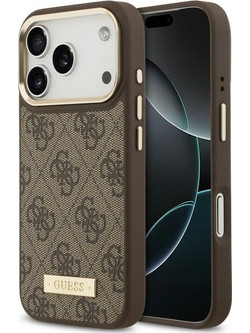 Guess 4G Logo Plate Back Cover Brown (iPhone 18 Pro / 17 Pro)
