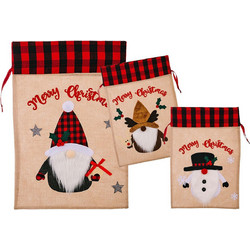 Σάκος Χριστουγέννων Λινάτσα Καρώ 57x38cm Xmasfest 1133623