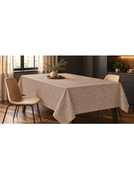 Τραπεζομάντηλο ζακάρ μονόχρωμο Σχ.Sotri beige 100%pol. 150x150cm