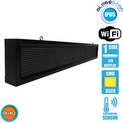 GLOBOSTAR(R) DISPLAY 90264 Κυλιόμενη Ψηφιακή Επιγραφή P10 Μονής Όψης LED AC 220-240V Αδιάβροχο IP54 Πορτοκαλί - WiFi Control μέσω FK APP - Αισθητήρας Θερμοκρασίας & Υγρασίας - Μ168 x Π9 x Υ24cm