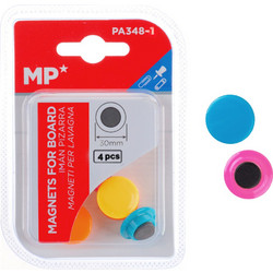 MP σετ μαγνήτες PA348-1, στρογγυλοί, 30mm, χρωματιστοί, 4τμχ