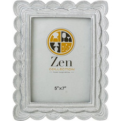 Zen Collection Κορνίζα Resin Ασημί/Λευκή Γιρλάντα 13x18cm 51499