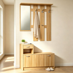 Έπιπλο εισόδου Jentia pakoworld με καθρέπτη sonoma MDF 113x100x89εκ - PAKOWORLD