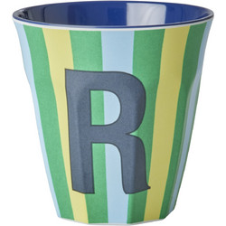 Rice - Melamine Cup with the Letter R - Blue and Green - Medium - 250 ml