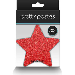NS Novelties Pretty Pasties Glitter Stars Black/Gold 2 Pair - Red