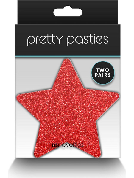NS Novelties Pretty Pasties Glitter Stars Black/Gold 2 Pair - Red