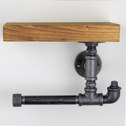 Pipe Shelf Boruraf063 Walnut, Black 30x13.5x18 cm