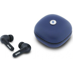 BMW Leather Metal Logo Ακουστικά Bluetooth In Ear Navy Blue