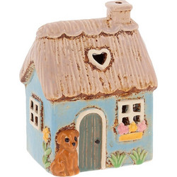 Heart & Home Village Pottery Blue Garden Thatch Tealight 362400