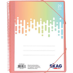 Skag Ντοσιέ Σπιράλ Με Λάστιχο Α4 Με 20 Διαφάνειες Pastel Ροζ