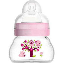 Mam Feel Good Γυάλινο Μπιμπερό με Θηλή Σιλικόνης 0m+ Pink 90ml