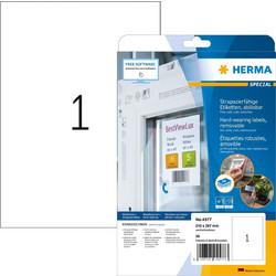 HERMA Foil Labels A4 210 x 297 mm White Removable, 20 pcs