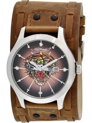 Ed Hardy Ανδρικό Ρολόι με Καφέ Δερμάτινο Λουράκι GL-TG