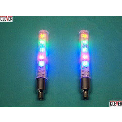 Φωτεινή βαλβίδα τροχού με 5 led και 7 διαφορετικές εναλλαγές χρωμάτων για ασφάλεια και διακόσμηση (σέτ 2 τεμαχίων)(Δείτε το βίντεο)