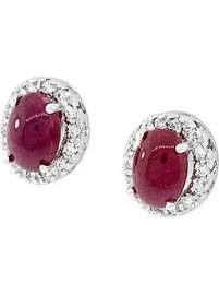 Million Diamonds Γυναικεία Σκουλαρίκια Καρφωτά από Λευκόχρυσο 18K με Ρουμπίνι SK7548