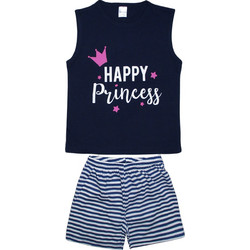 Pretty Baby Princess Παιδική Πιτζάμα Βαμβακερή Καλοκαιρινή Navy Μπλε 63137