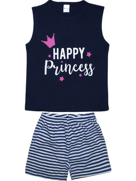 Pretty Baby Princess Παιδική Πιτζάμα Βαμβακερή Καλοκαιρινή Navy Μπλε 63137