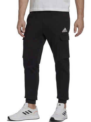 Adidas Essentials Regular Tapered Cargo Ανδρικό Παντελόνι Φόρμας Fleece με Λάστιχο Μαύρο HL2226