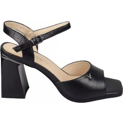Versace 19V69 Γυναικεία Πέδιλα Δερμάτινα Μαύρα με Χοντρό Χαμηλό Τακούνι AMP836-K343-1