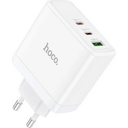 Hoco N30 Glory Φορτιστής Χωρίς Καλώδιο με Θύρα USB-A & 2 Θύρες USB-C 65W Power Delivery White