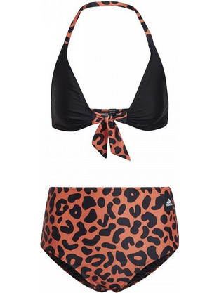 Adidas Bikini Set Τριγωνάκι Ψηλόμεσο Animal Print Μαύρο Καφέ HD4763