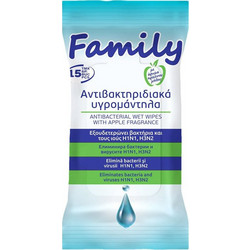 Family Αντισηπτικά Μαντηλάκια Χεριών 15τμχ