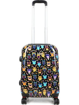 Worldline Owls Παιδική Βαλίτσα Καμπίνας 54x36x23cm με 4 Ρόδες Μαύρη