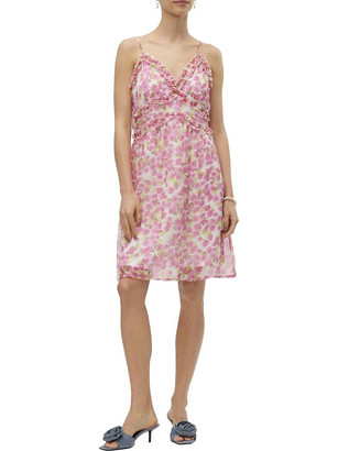 Vero Moda Mini Καλοκαιρινό Βραδινό Φόρεμα Floral Ροζ 10307976