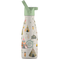 Cool Bottles Ινδιάνοι Παιδικό Παγούρι Θερμός Ανοξείδωτο BPA Free με Καλαμάκι Βεραμάν Λευκό 260ml