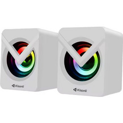 Kisonli L-1040 Ηχεία Υπολογιστή 2.0 2.5W με RGB Φωτισμό White