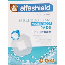 Alfashield Alfa Pads Αποστειρωμένα Αδιάβροχα Αυτοκόλλητα Επιθέματα 10x10cm 5τμχ