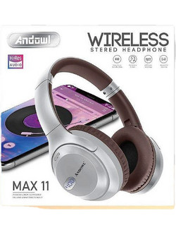 Andowl Q-MAX11 Ασύρματα Bluetooth Ακουστικά On Ear Καφέ Ασημί